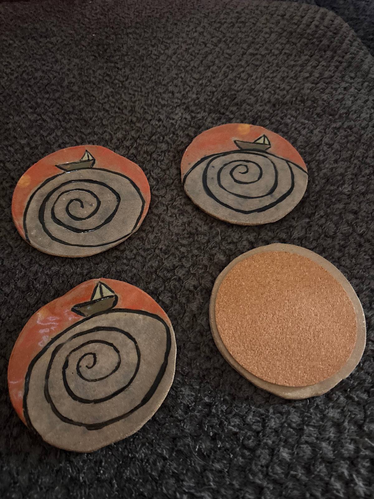 Sunset sailboat coasters